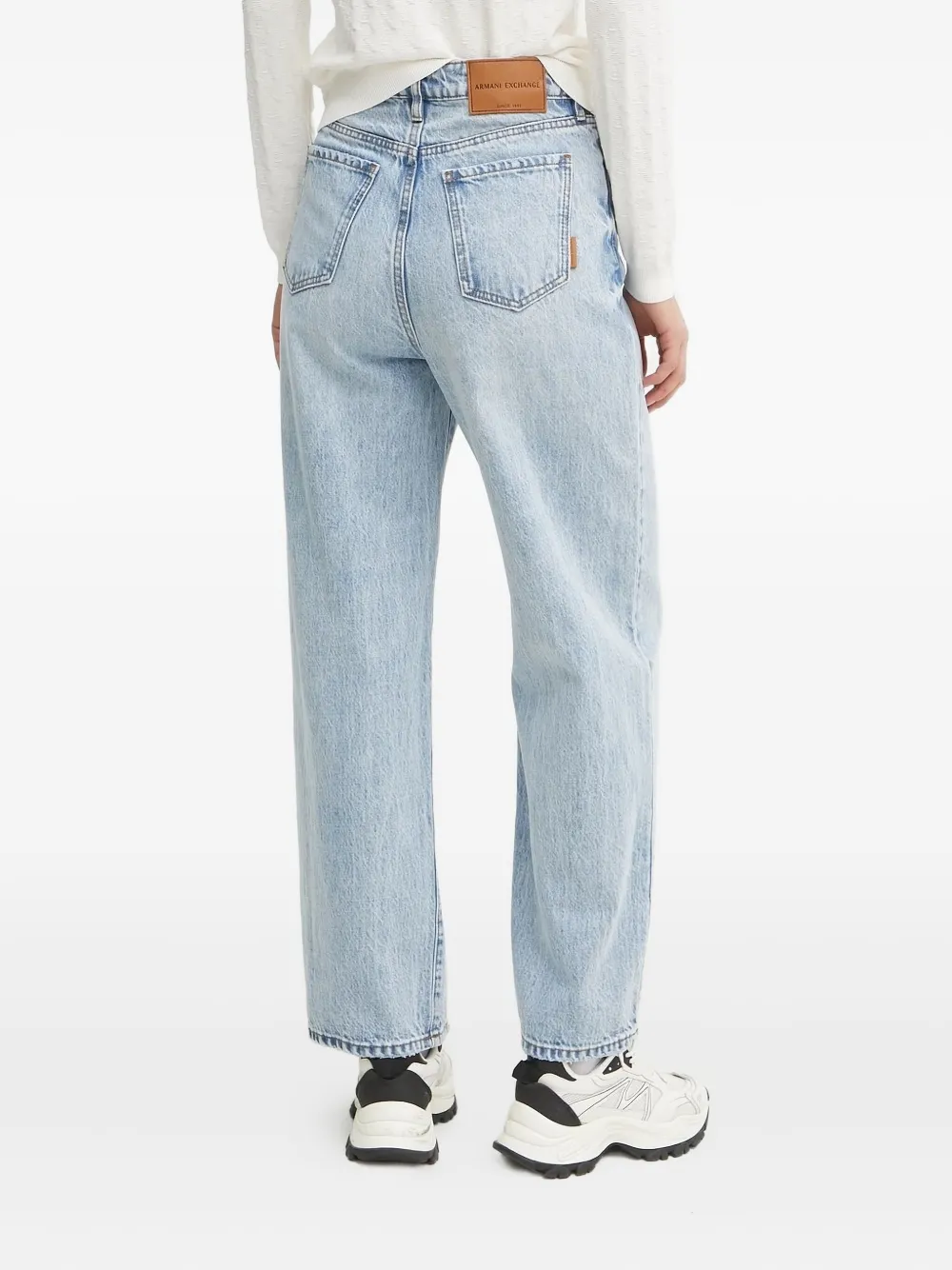 Armani Exchange Denim jeans met logopatch en lichte wassing - Blauw