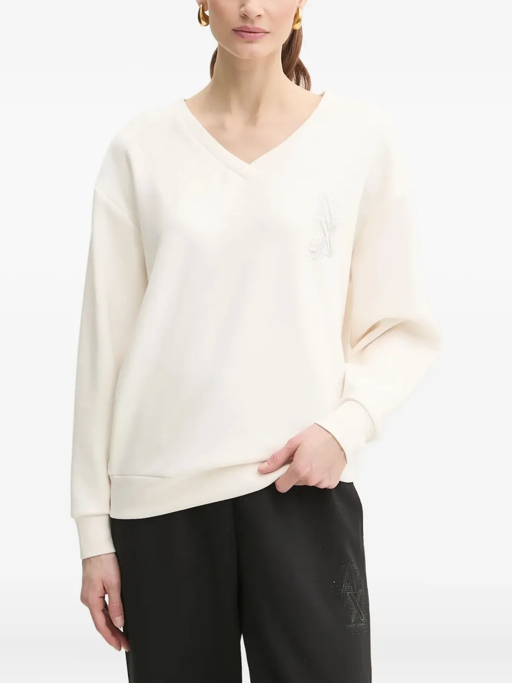 Armani Exchange ロゴ スウェットシャツ - ホワイト Armani Exchange ロゴ スウェットシャツ - ホワイト