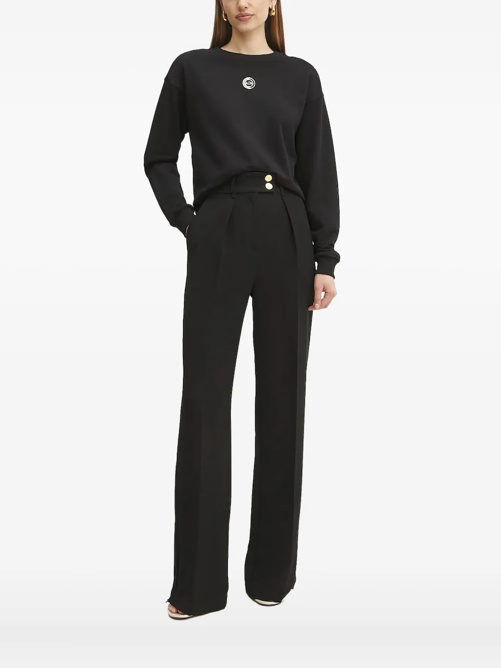 Armani Exchange Logo-embroidered Sweatshirt In Black