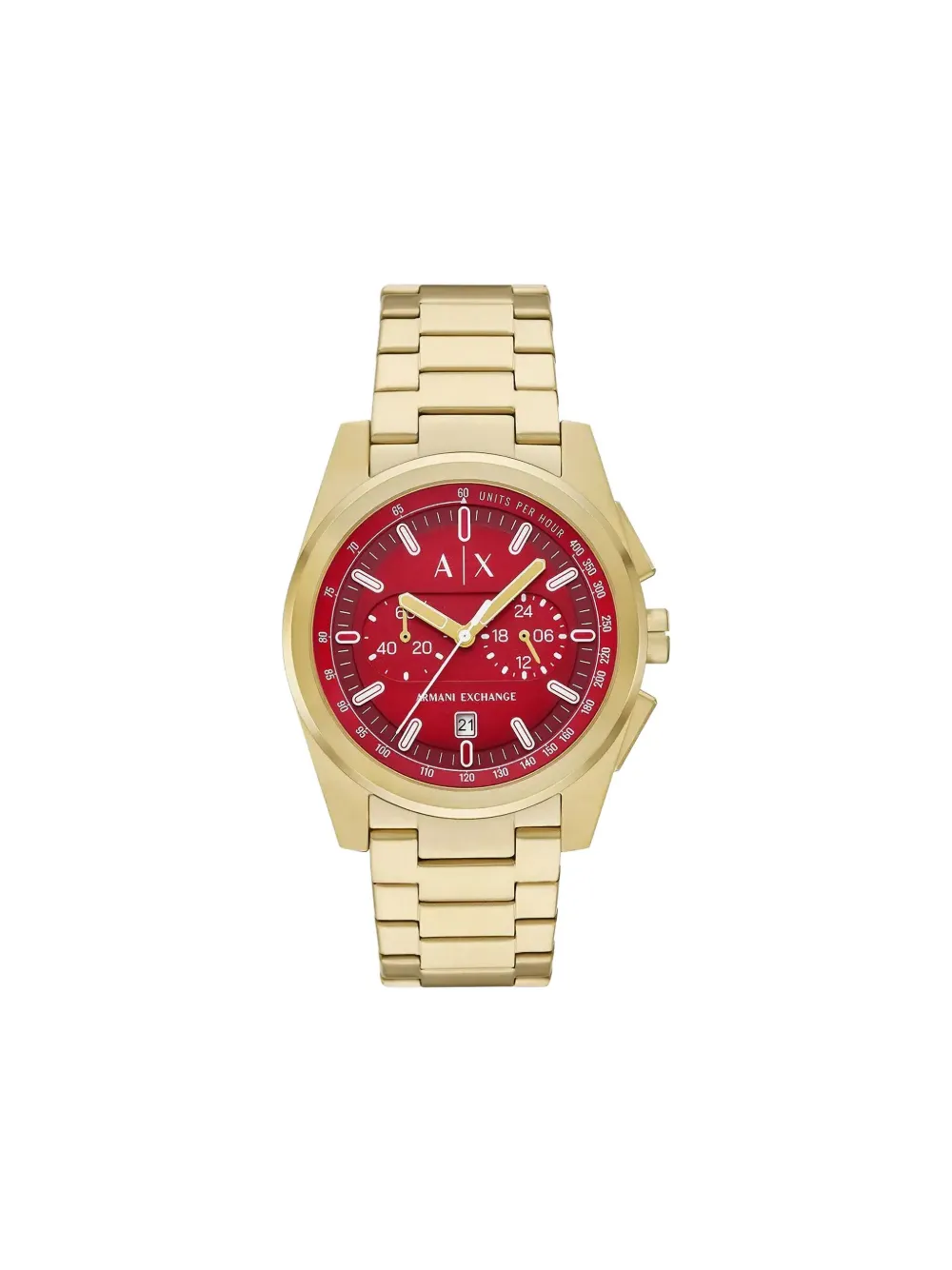Armani Exchange ラウンドフェイス 42mm - レッド Armani Exchange ラウンドフェイス 42mm - レッド
