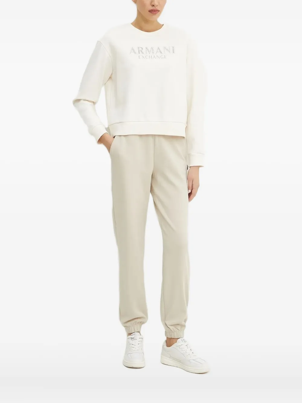 Armani Exchange Logo-embellished Sweatshirt In White