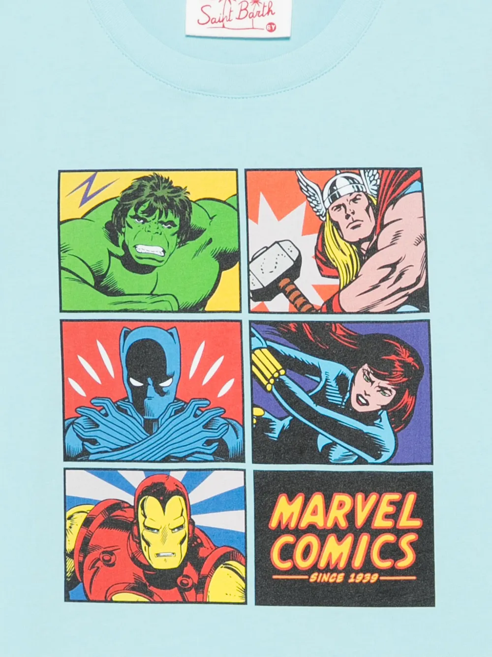 MC2 Saint Barth Kids x Marvel Comics T-shirt met stripprint Blauw