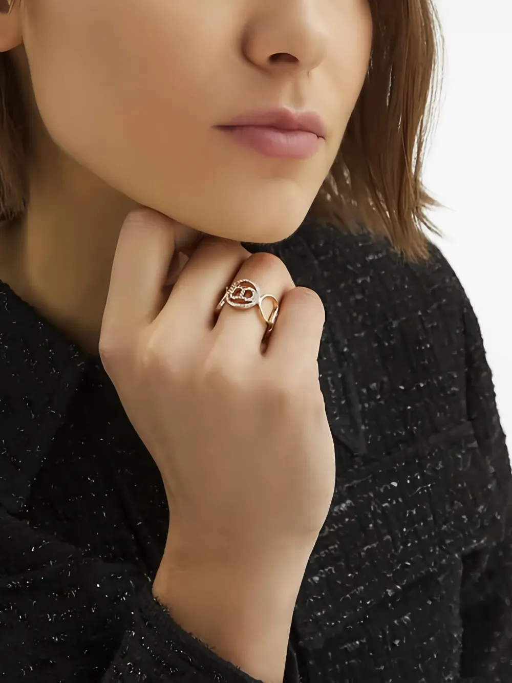 Twinset Embellished Open Ring In Gold