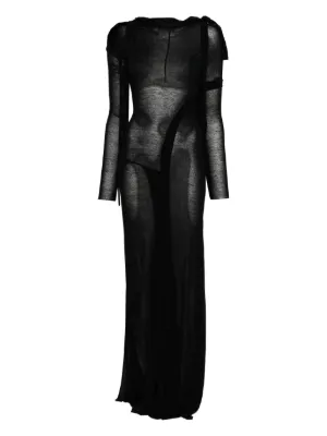 jpg mesh dress JEAN PAUL GAULTIER Body Dust asymmetric trompe l'oeil printed mesh midi  dress