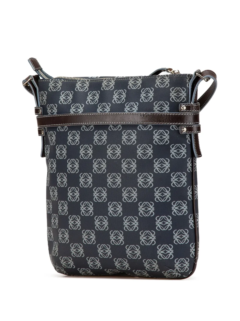 Pre-owned Loewe 2006 Anagram Coated Canvas Crossbody Bag In Blue