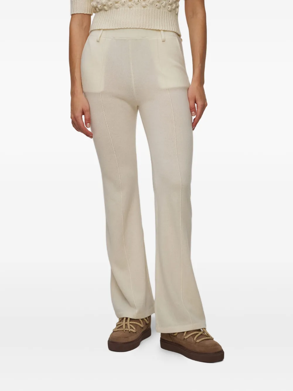 Kujten Flared Cashmere Trousers In Neutral