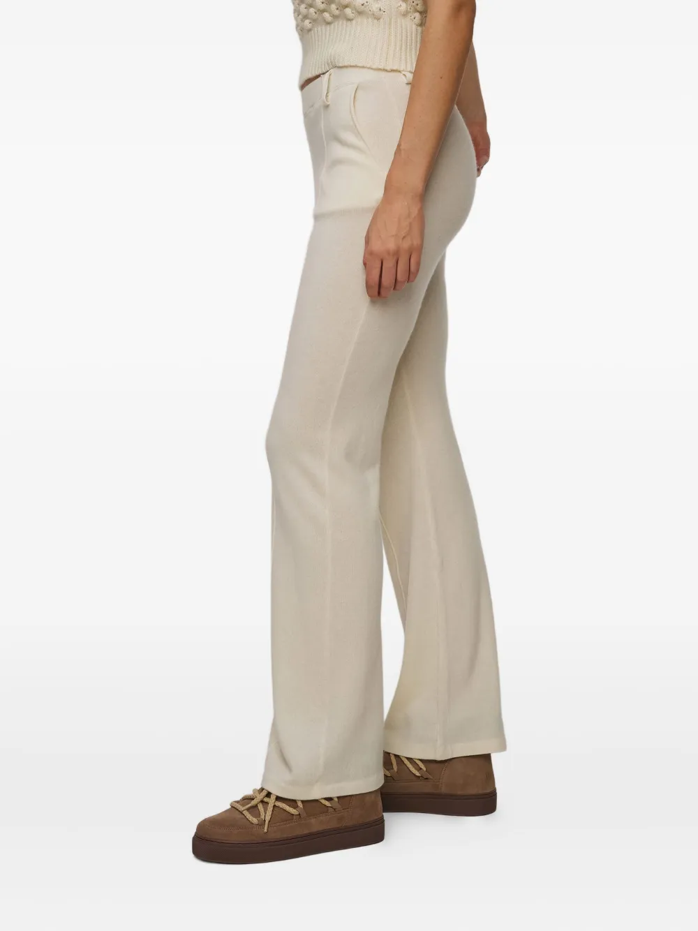Kujten Flared Cashmere Trousers In Neutral