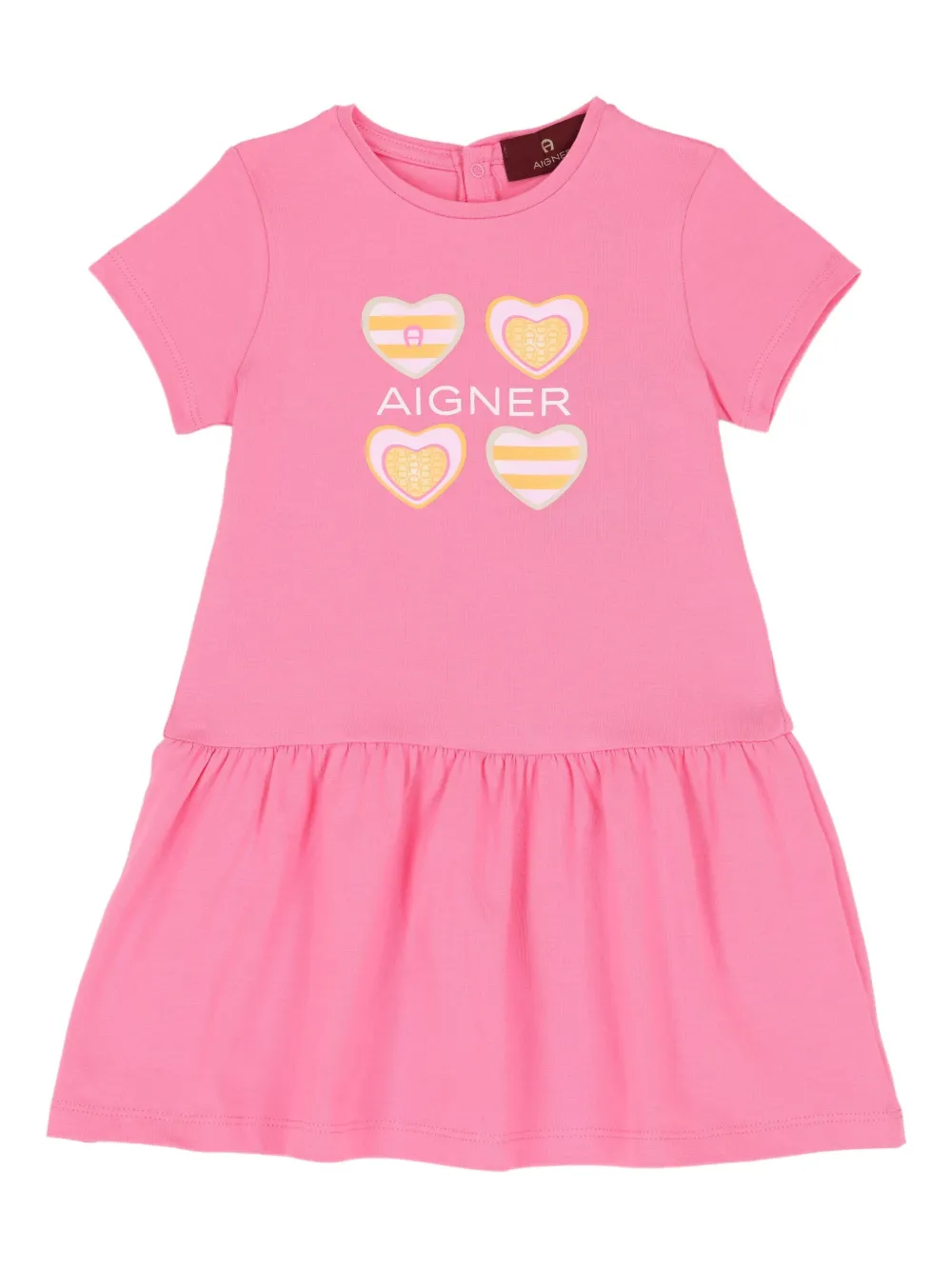Aigner Kids A-lijn jurk met hartprint Roze