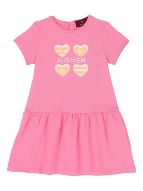 Aigner Kids فستان بتصميم A وطبعة قلب