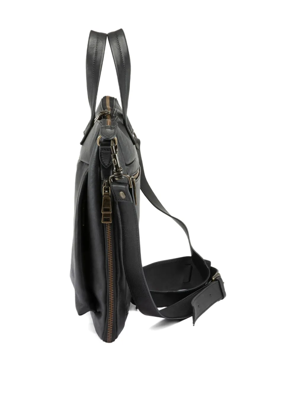 Officine Creative Zip Leather Backpack In Black