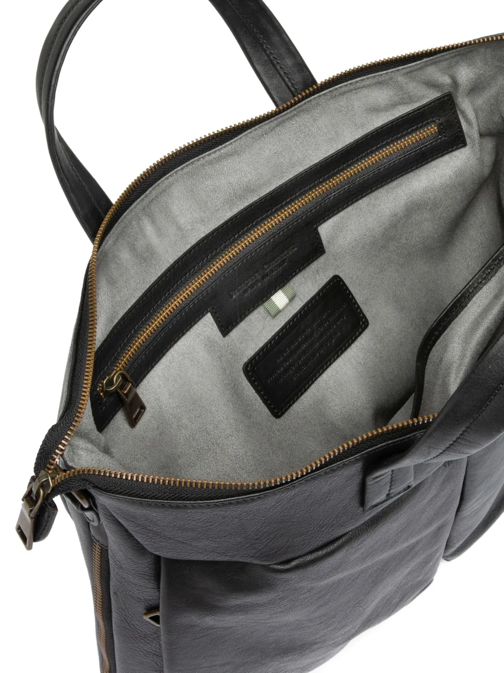 Officine Creative Zip Leather Backpack In Black