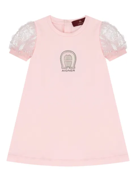 Aigner Kids vestido con logo bordado