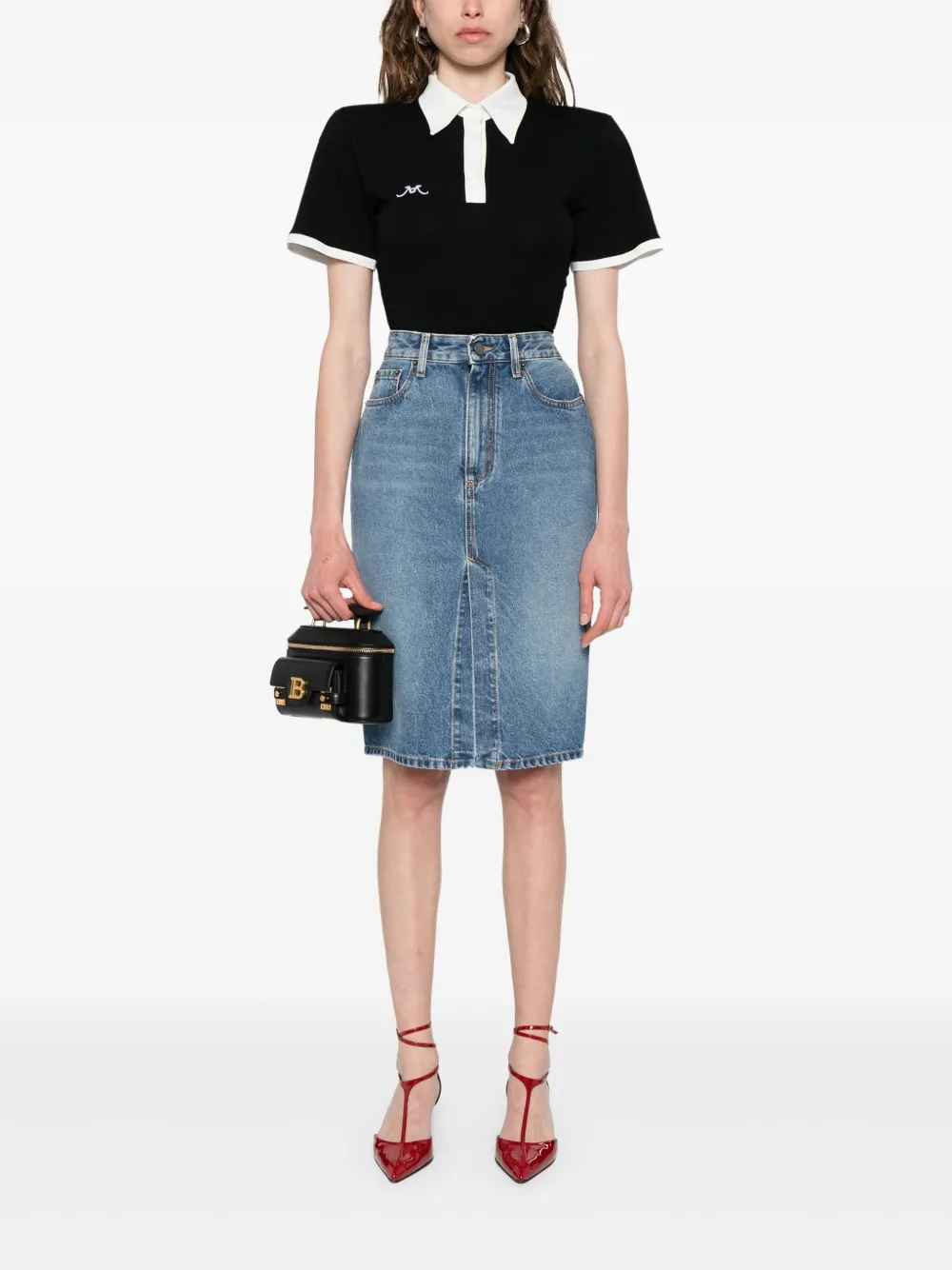 Alessandra Rich Denim kokerrok - Blauw