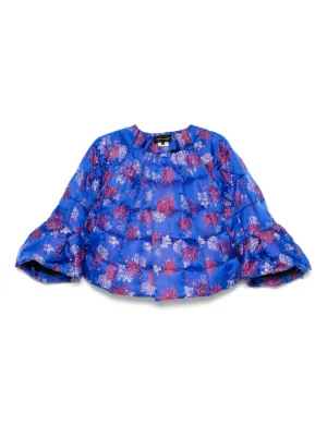 Comme Des Garçons Floral Detail Puffer Jacket | Black | FARFETCH