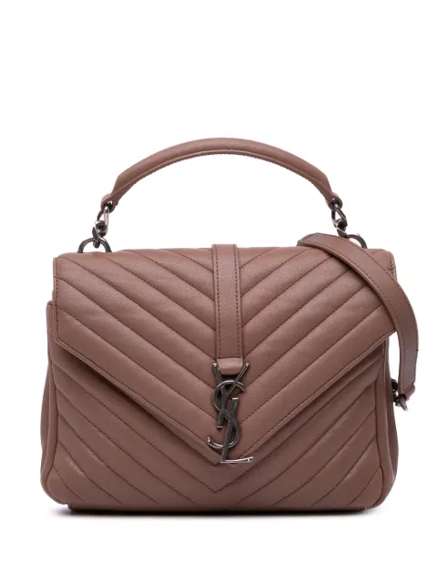 Saint Laurent Pre-Owned bolsa satchel College mediana con chevron y monograma en piel de oveja 2016