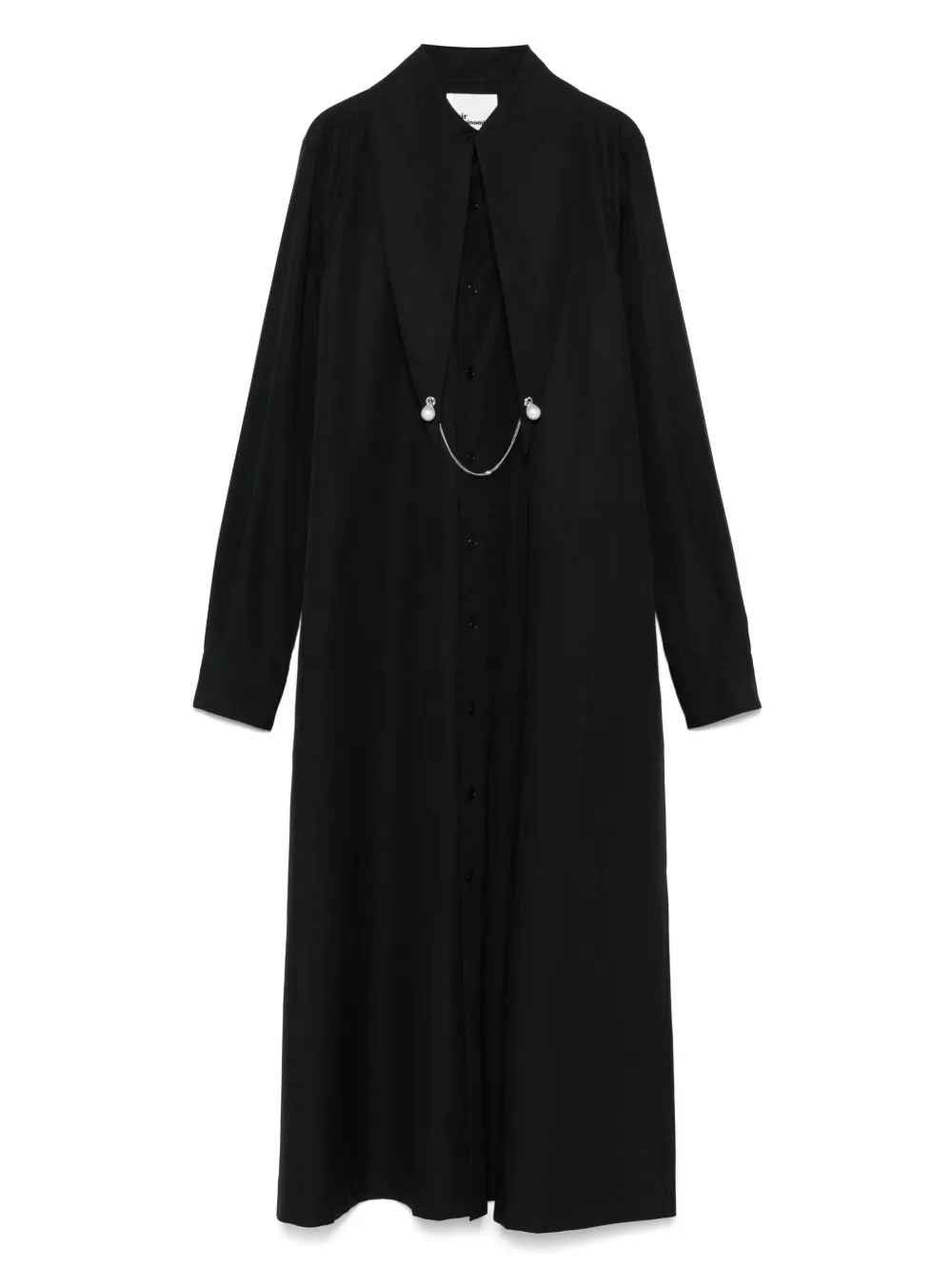 pearl-detailed shirt dress