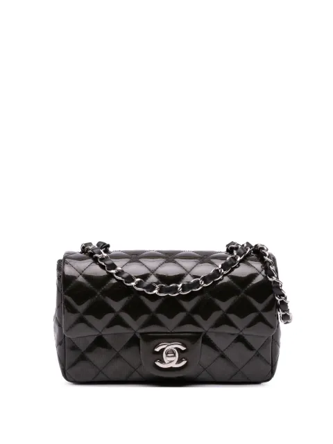 CHANEL Pre-Owned 2012-2013 Mini Rectangular Classic Striped Patent Single Flap crossbody bag