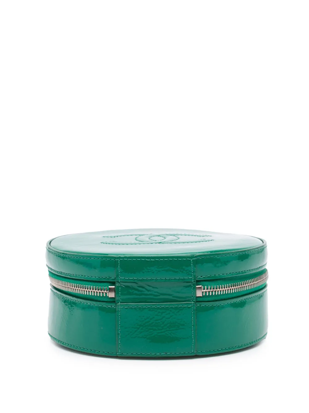 Pre-owned Chanel 2018-2019 Patent Round As Earth Satchel In Green