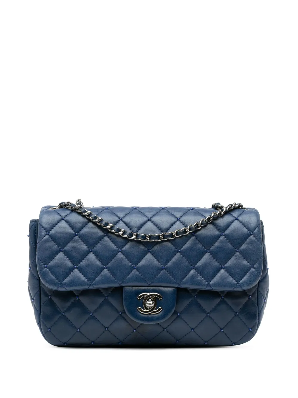 CHANEL Pre-Owned 2012-2013 Small Quilted Lambskin Beaded Single Flap shoulder bag | Blue | Image 1