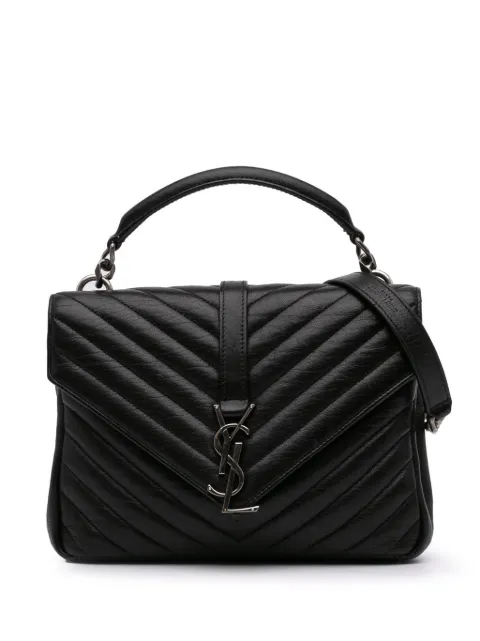 Saint Laurent Pre-Owned bolsa satchel Monogram Chevron Sheepskin College Bag mediana 2016