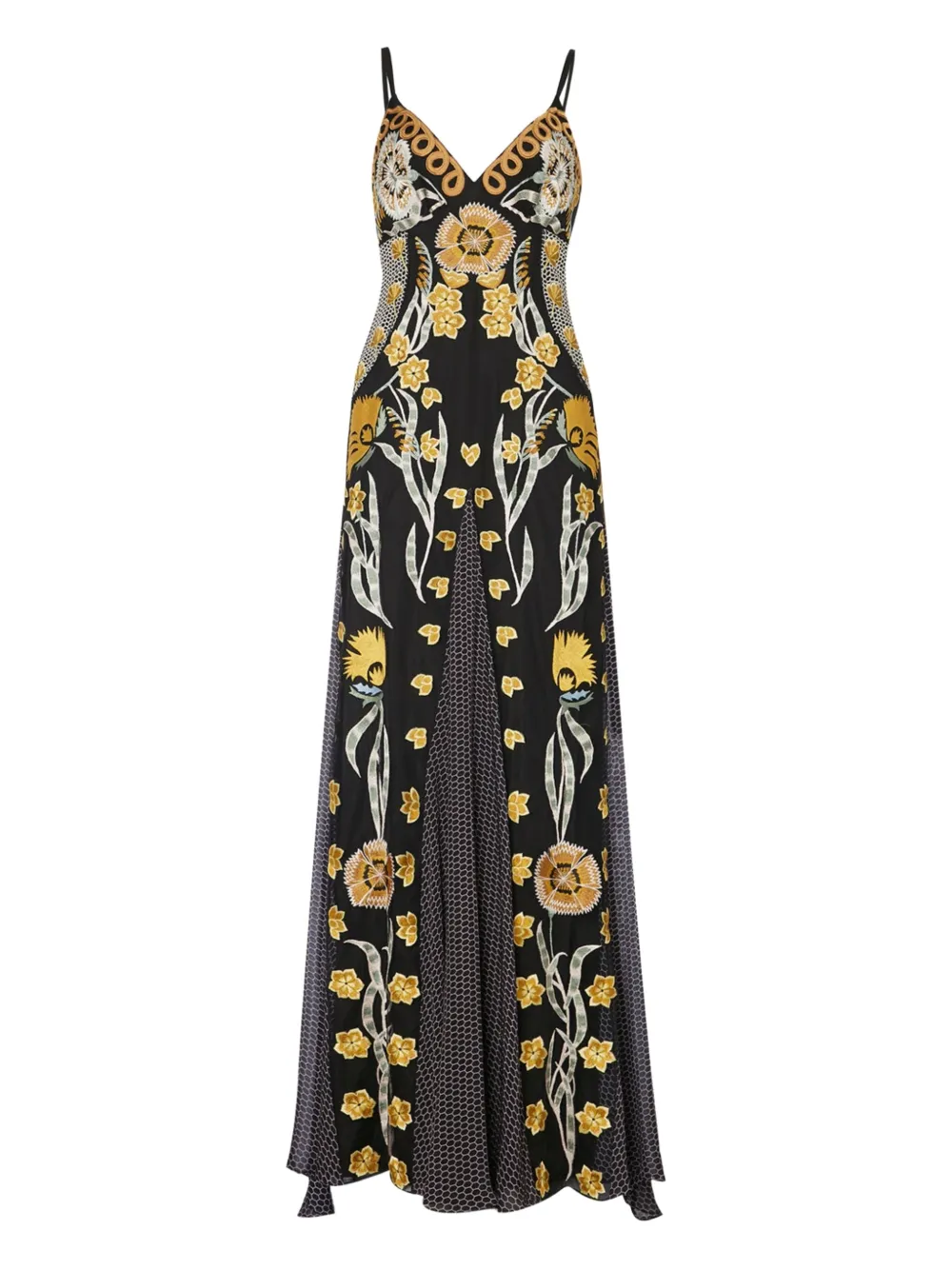 Temperley London Remi maxi-jurk met geborduurde bloemen Zwart