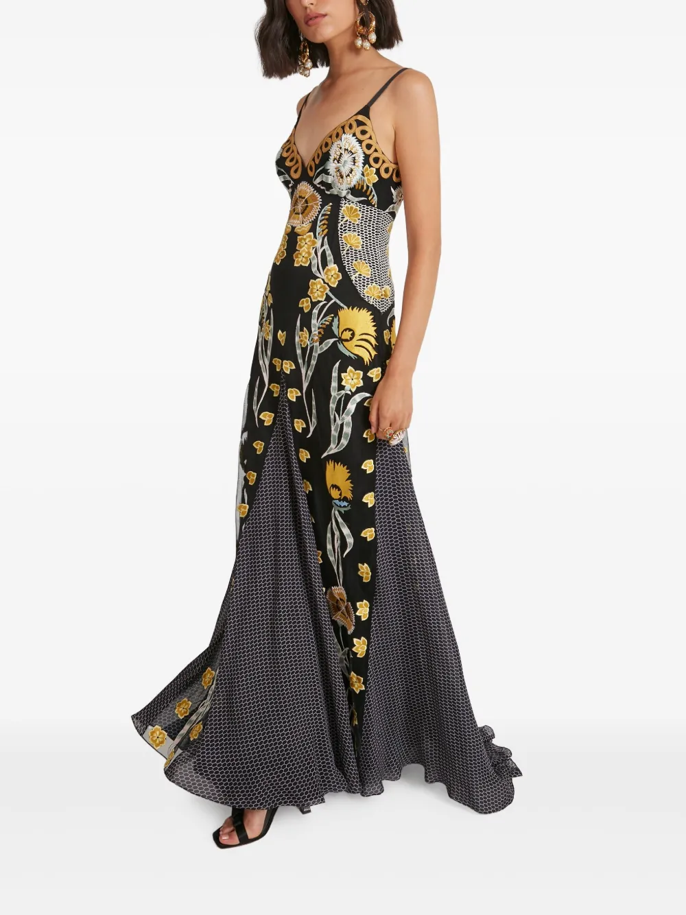 Temperley London Remi maxi-jurk met geborduurde bloemen Zwart