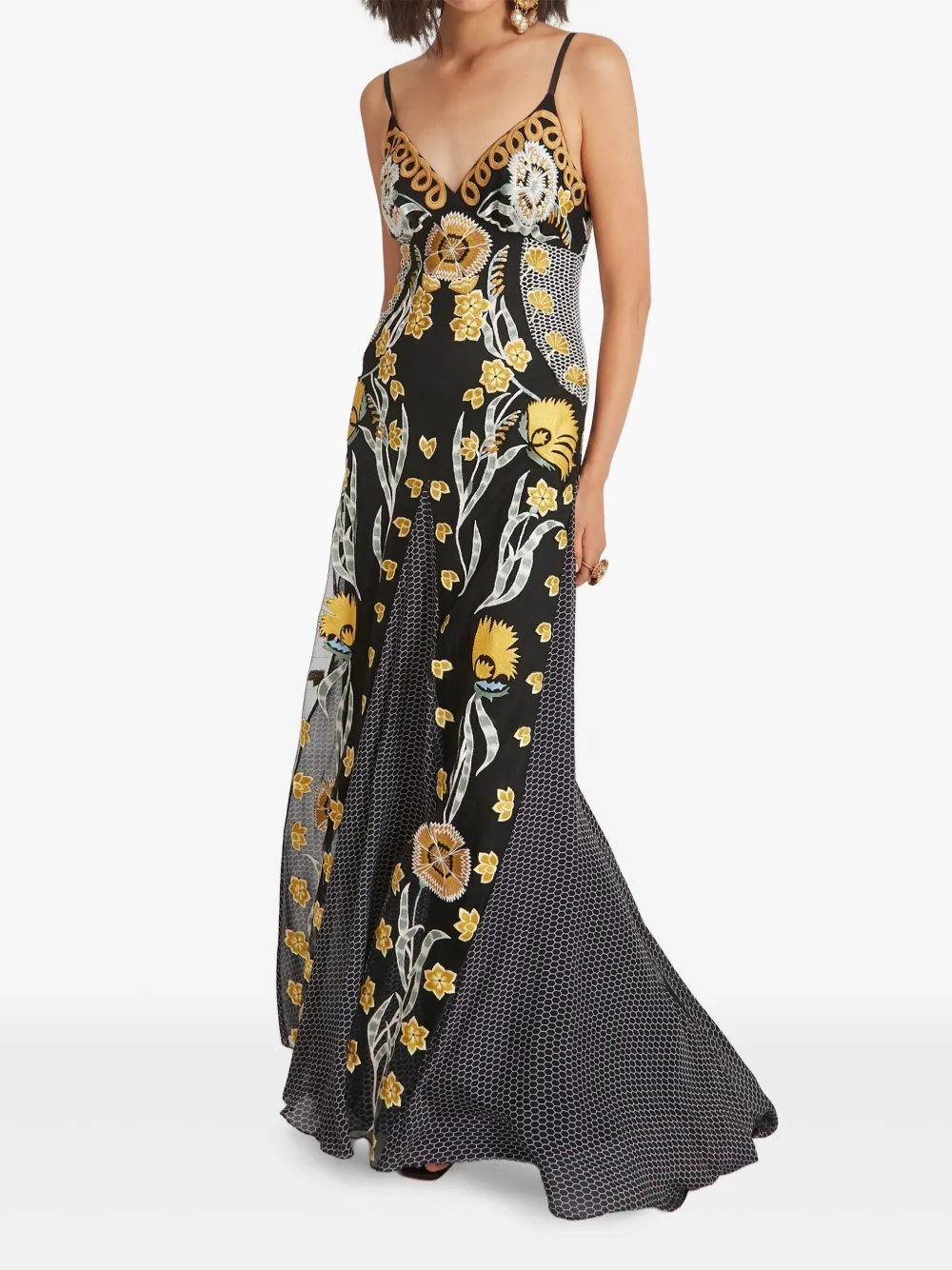 Temperley London Remi maxi-jurk met geborduurde bloemen Zwart