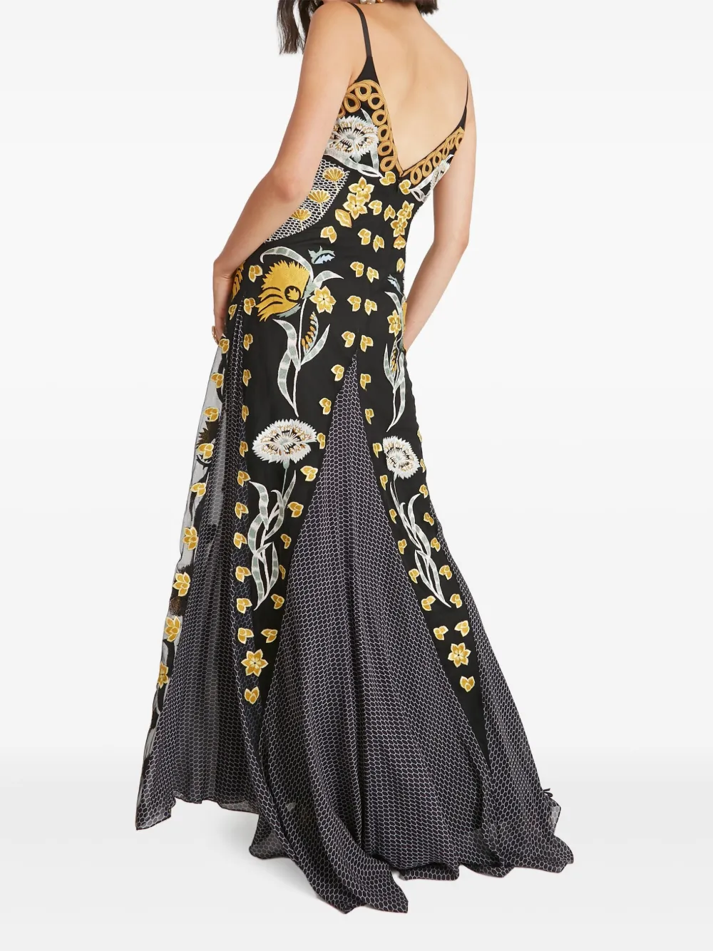 Temperley London Remi maxi-jurk met geborduurde bloemen Zwart