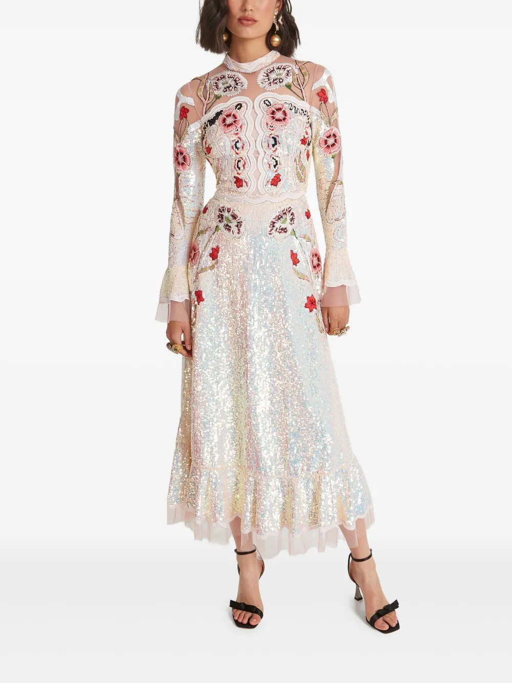 Temperley London Remi midi-jurk verfraaid met pailletten - Beige