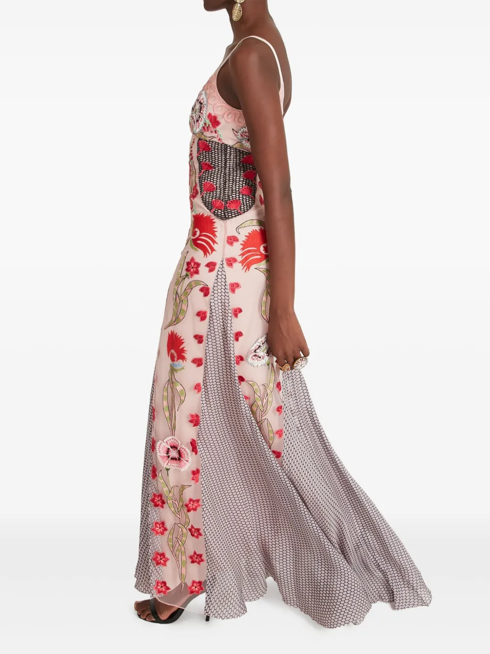 Temperley London Remi maxi-jurk met geborduurde bloemen Rood