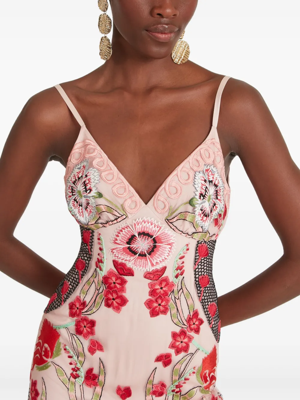 Temperley London Remi maxi-jurk met geborduurde bloemen Rood