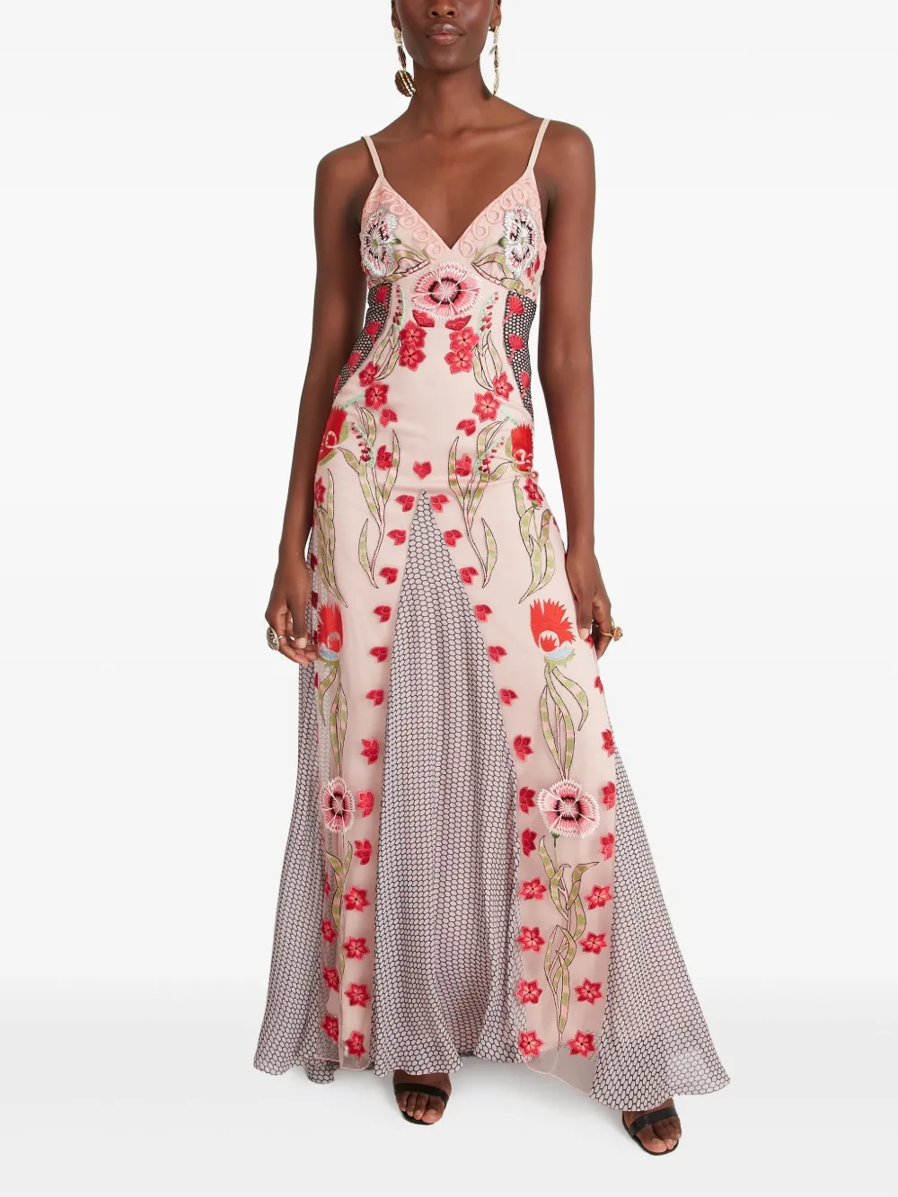 Temperley London Remi maxi-jurk met geborduurde bloemen Rood