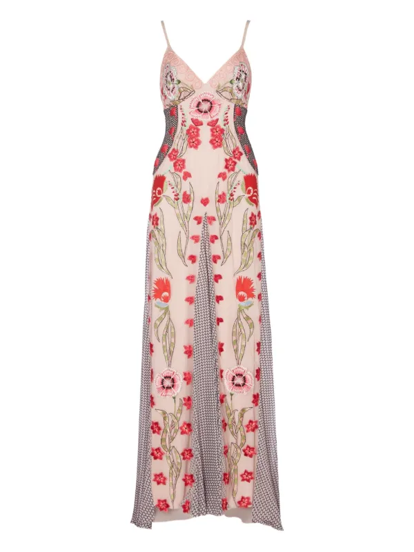 Temperley London Remi floral-embroidered Maxi Dress | Red