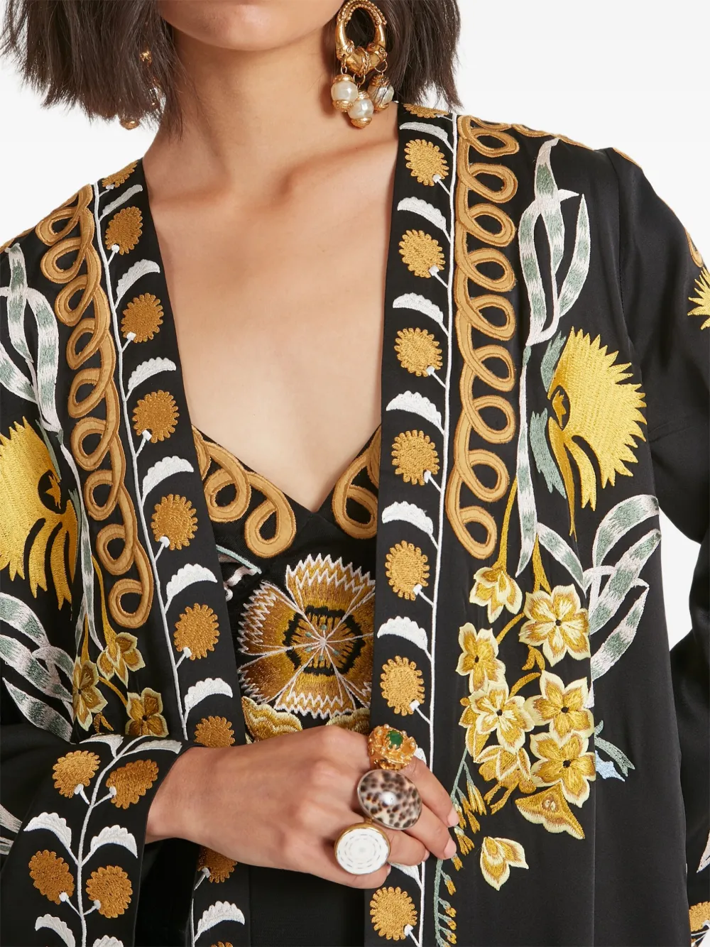 Temperley London Remi jas met borduurwerk Zwart