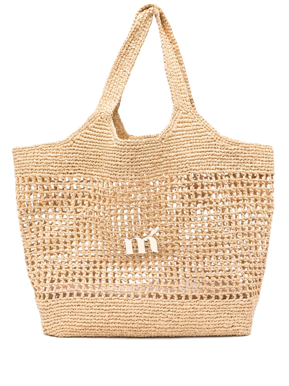 logo-plaque woven tote bag