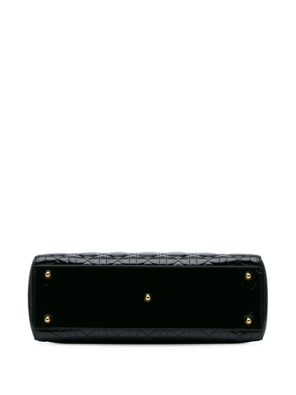 Pre-owned Dior 2011 Large Patent Cannage Lady Satchel In Black