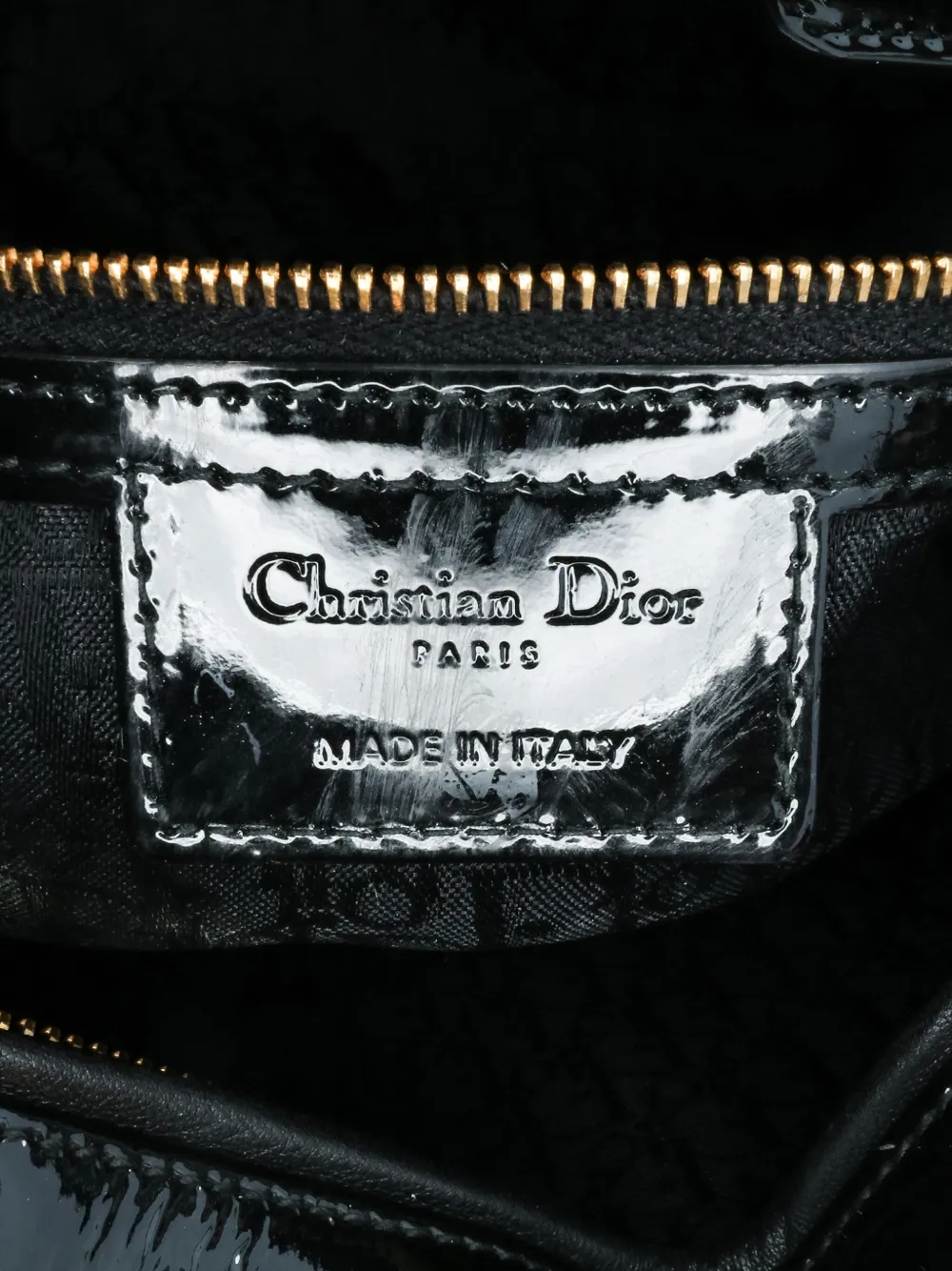 Pre-owned Dior 2011 Large Patent Cannage Lady Satchel In Black