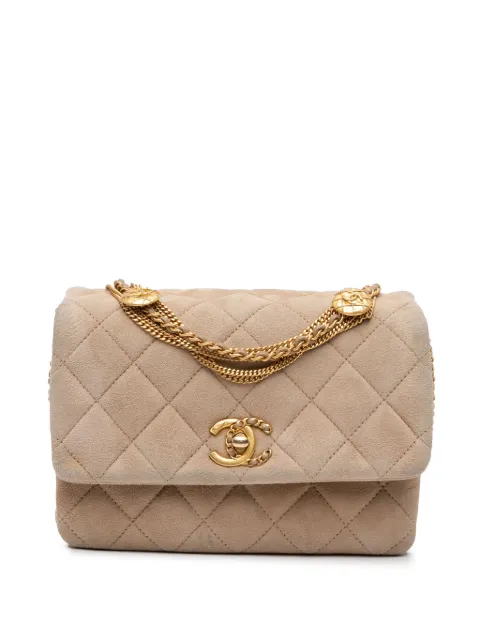 CHANEL Pre-Owned 2021-2024 Mini Quilted Velvet Precious Buttons Chain Flap shoulder bag
