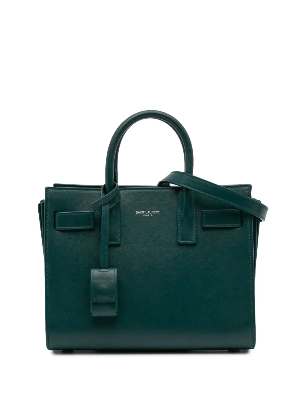 Pre-owned Saint Laurent 2020 Nano Leather Sac De Jour Satchel In Green