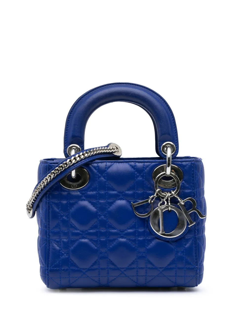 Christian Dior Pre-Owned 2016 ミニ ラムスキン カナージュ レディ ディオール サッチェルバッグ - ブルー Christian Dior Pre-Owned 2016 ミニ ラムスキン カナージュ レディ ディオール サッチェルバッグ - ブルー