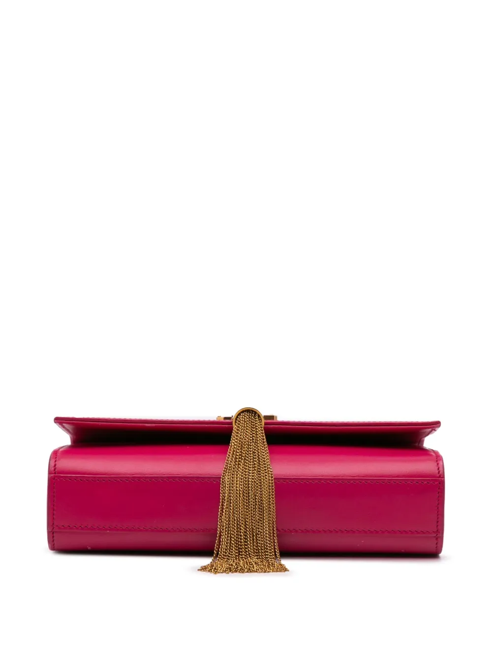 Pre-owned Saint Laurent 2018 Medium Smooth Calfskin Classic Monogram Kate Tassel Crossbody Bag In Pink