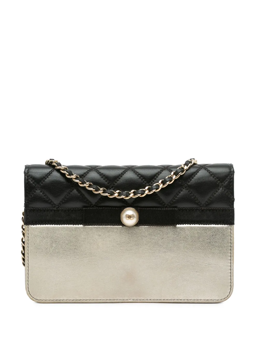 CHANEL Pre-Owned 2016-2017 Paris in Rome CC Bicolor Quilted Lambskin Wallet On Chain crossbody bag | Black | Image 1