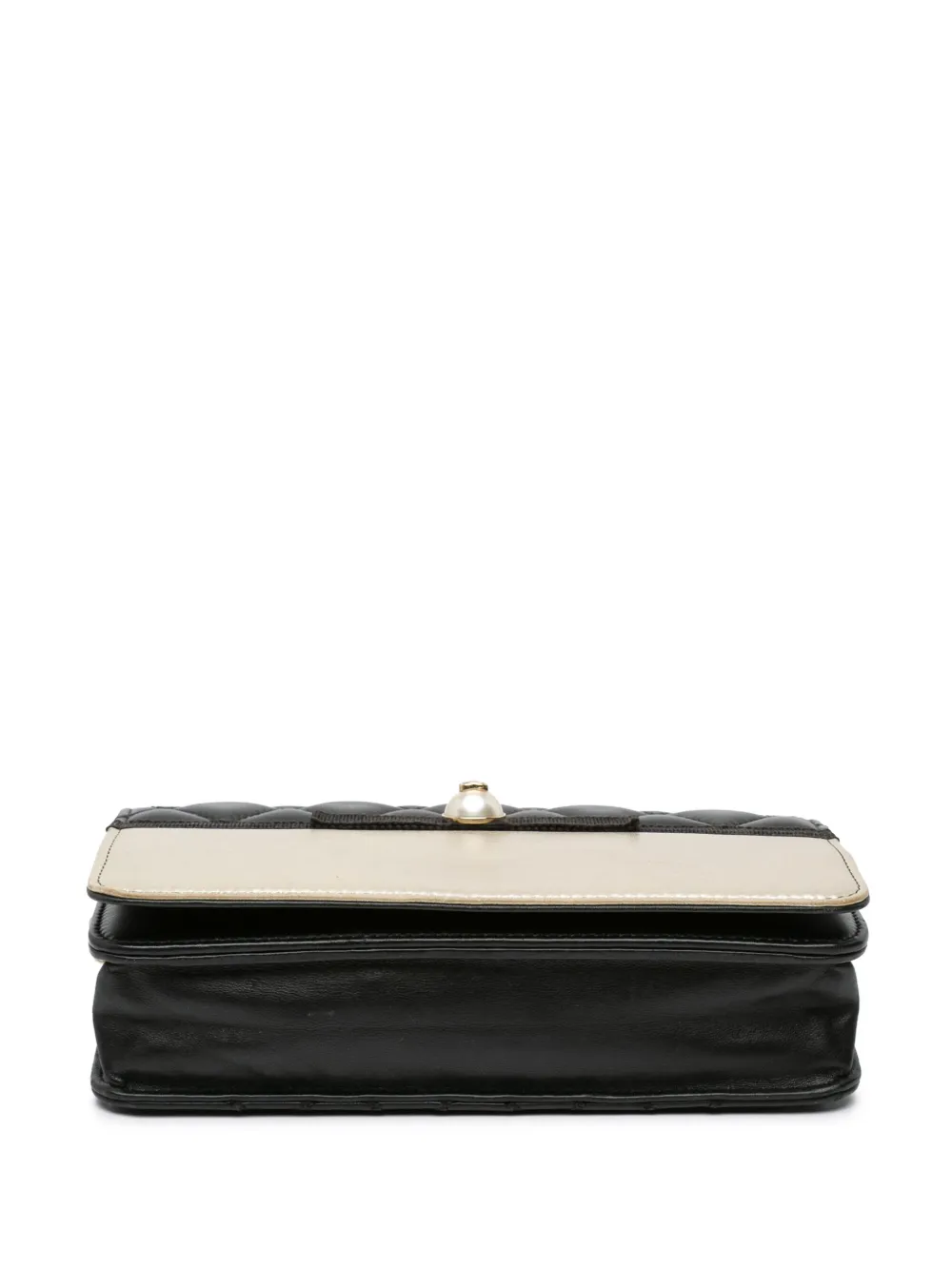 Pre-owned Chanel 2016-2017 Paris In Rome Cc Bicolor Quilted Lambskin Wallet On Chain Crossbody Bag In Black