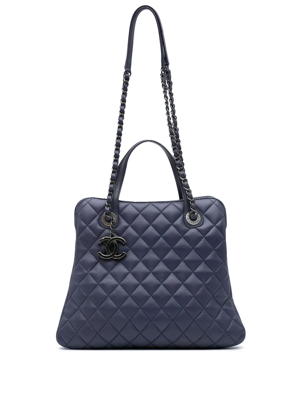 CHANEL Pre-Owned 2015-2016 マトラッセ ラムスキン デイリー ショッピングトート サッチェルバッグ - パープル CHANEL Pre-Owned 2015-2016 マトラッセ ラムスキン デイリー ショッピングトート サッチェルバッグ - パープル