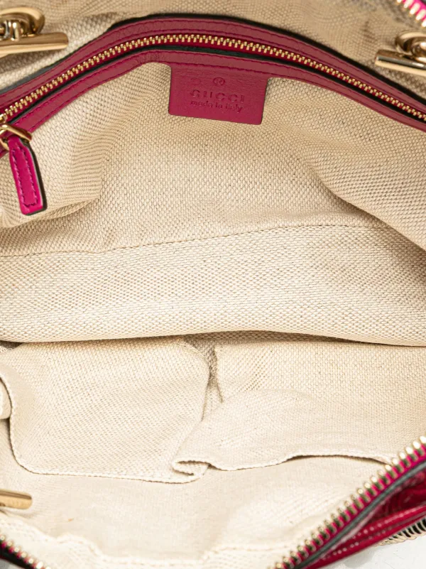 【美品】グッチ ソーホー チェーンショルダーバッグ パテント ピンクベージュ Gucci Pre-Owned 2000-2015 パテント ソーホー チェーン ジップ
