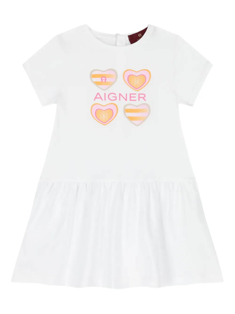 Aigner Kids Jurk met korte mouwen en hartprint Wit