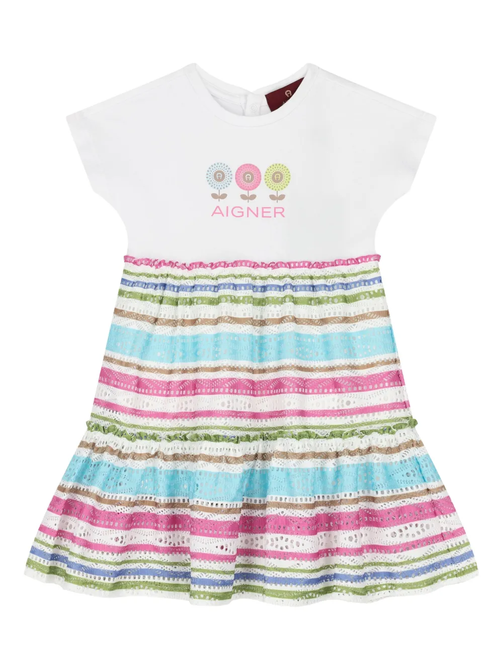 Aigner Kids Jurk met geborduurde bloe Wit