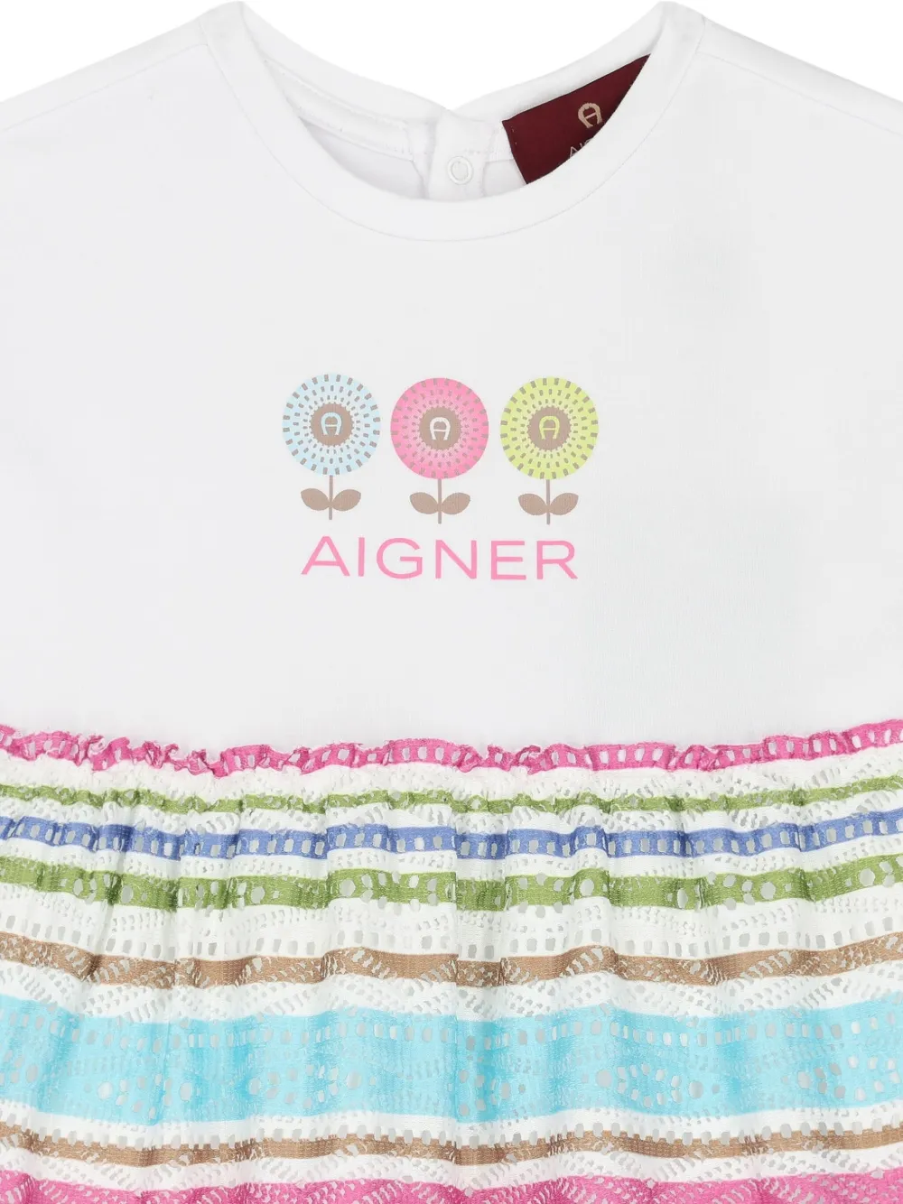 Aigner Kids Jurk met geborduurde bloemen Wit