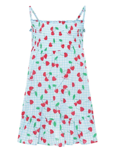 MC2 Saint Barth Kids vestido de algodóntejido de canalé con pliegues en la falda