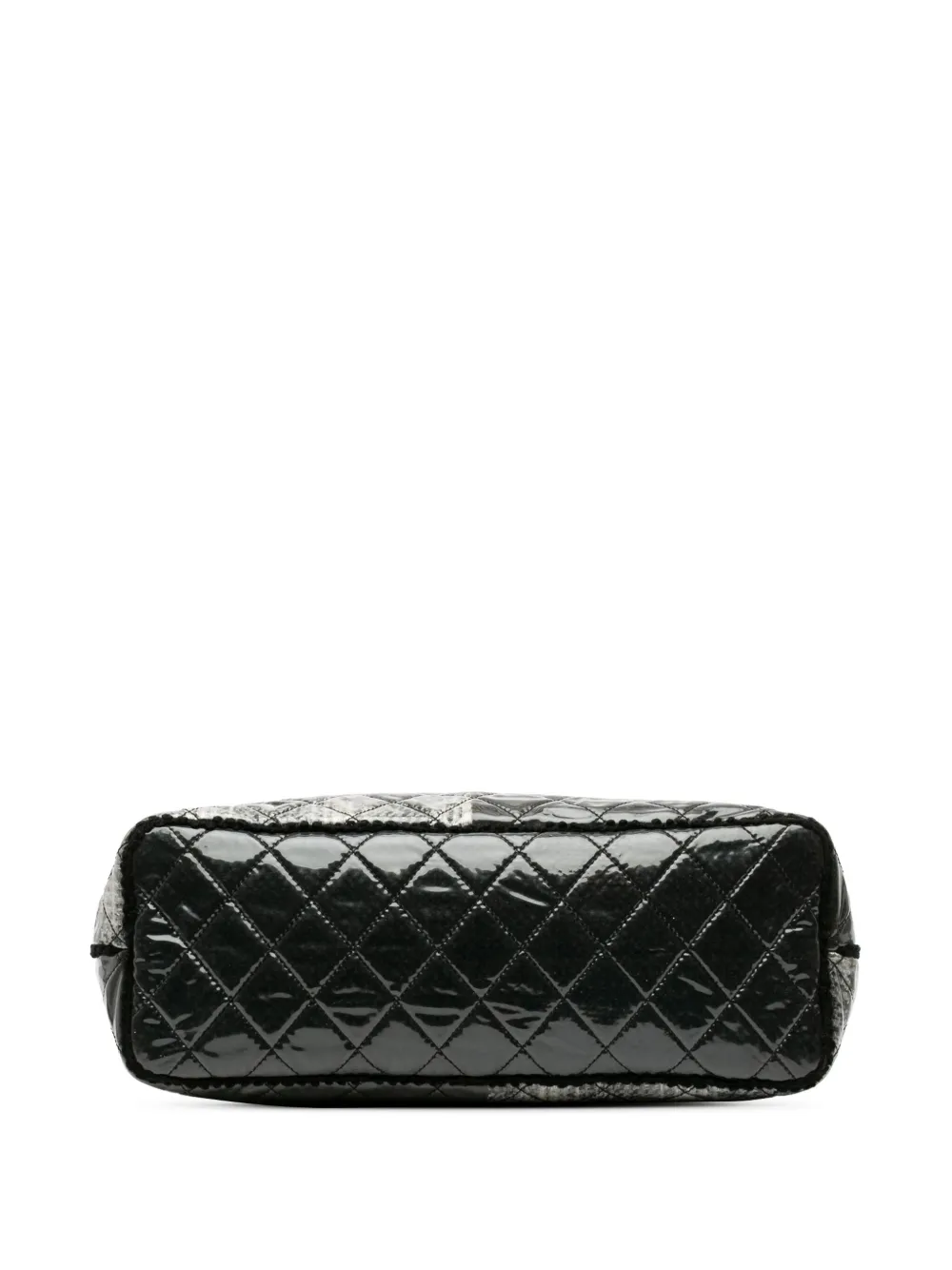Pre-owned Chanel 2009-2010 Large Quilted Tweed And Vinyl Funny Patchwork Tote Bag In Grey
